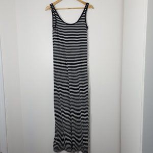 Vero Moda | Black Striped Scoop Neck Maxi Dress Sleeveless Casual Cotton Blend M